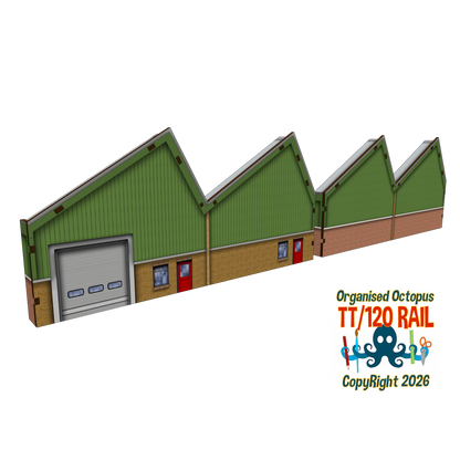 TT:120 Scale Low Relief Modern Warehouses Type 2