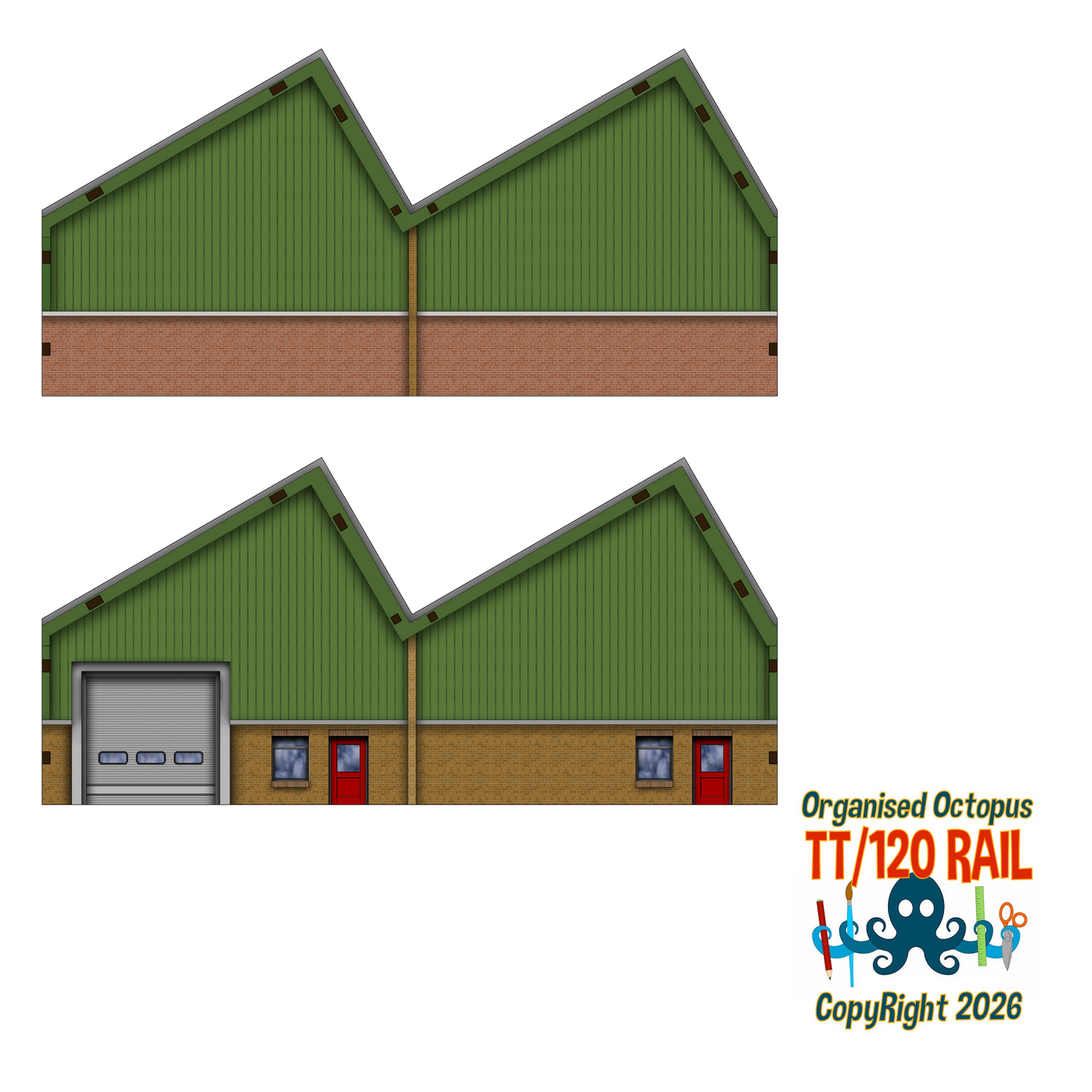 TT:120 Scale Low Relief Modern Warehouses Type 2