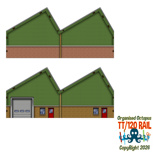 TT:120 Scale Low Relief Modern Warehouses Type 2