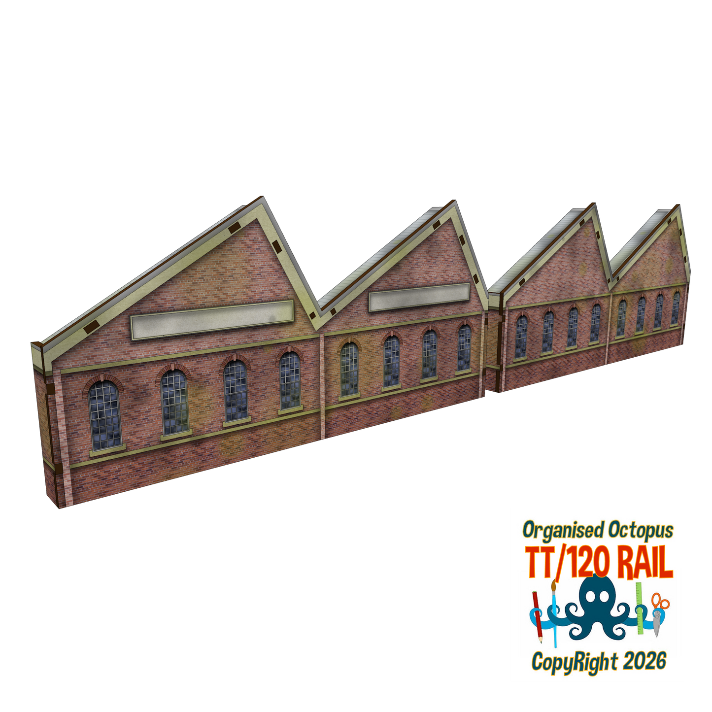 TT:120 Scale Low Relief 1930s Warehouses with Pitched Roofs