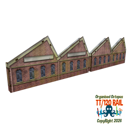 TT:120 Scale Low Relief 1930s Warehouses with Pitched Roofs