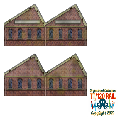 TT:120 Scale Low Relief 1930s Warehouses with Pitched Roofs