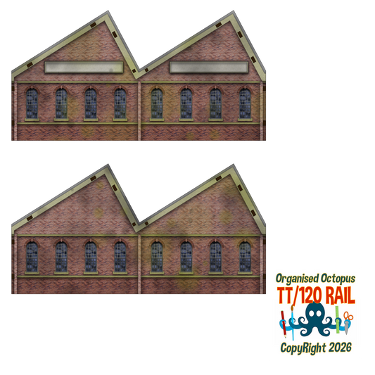 TT:120 Scale Low Relief 1930s Warehouses with Pitched Roofs