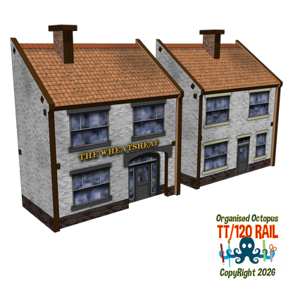 TT:120 Scale Low Relief Pub - The Wheat Sheaf and House