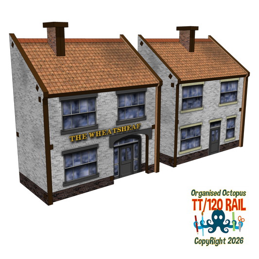 TT:120 Scale Low Relief Pub - The Wheat Sheaf and House