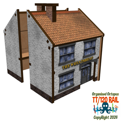 TT:120 Scale Low Relief Pub - The Wheat Sheaf and House