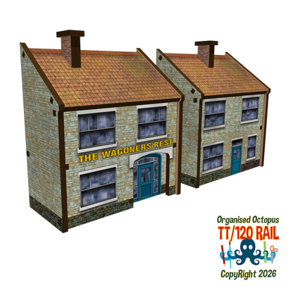 TT:120 Scale Low Relief Pub - The Wagoners Pub and House