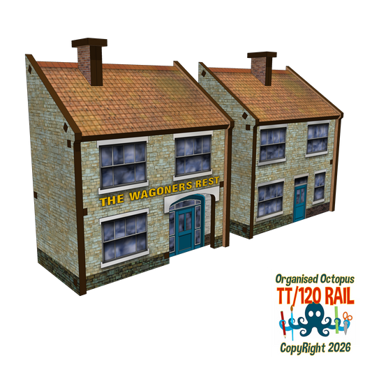 TT:120 Scale Low Relief Pub - The Wagoners Pub and House