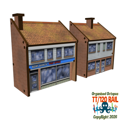 TT:120 Scale Low Relief News Agents - Post Office and House
