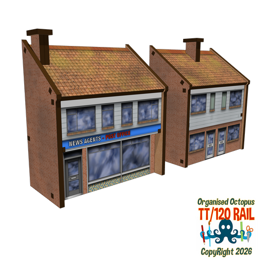 TT:120 Scale Low Relief News Agents - Post Office and House