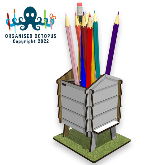 White Bee Hive Hobby Pen Tidy