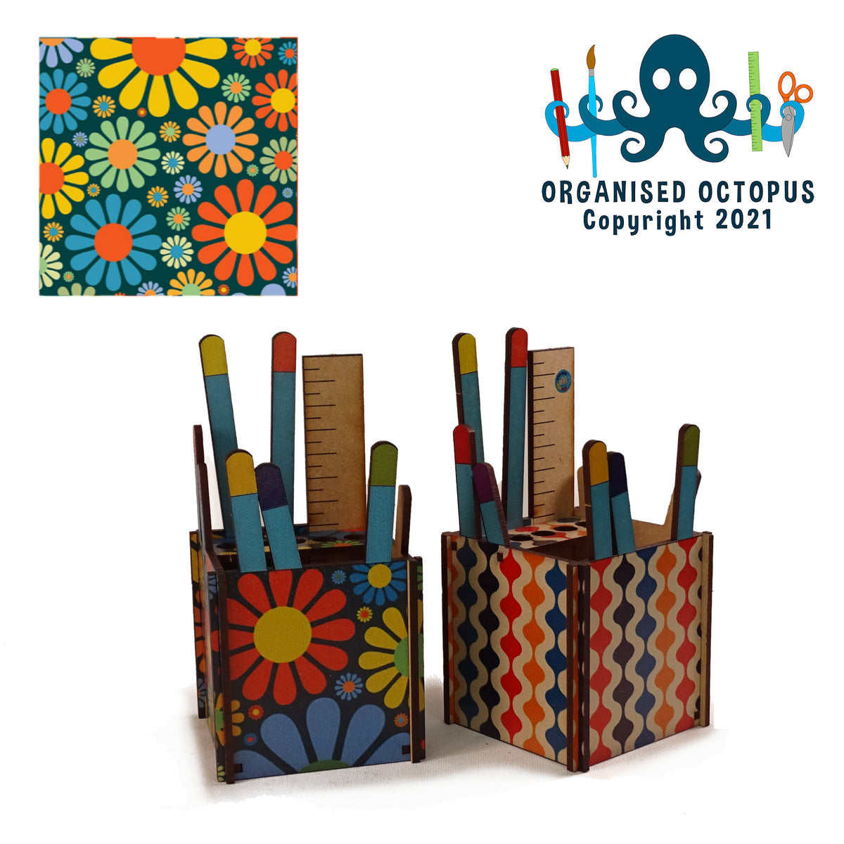 Flower Pattern Pen Pot