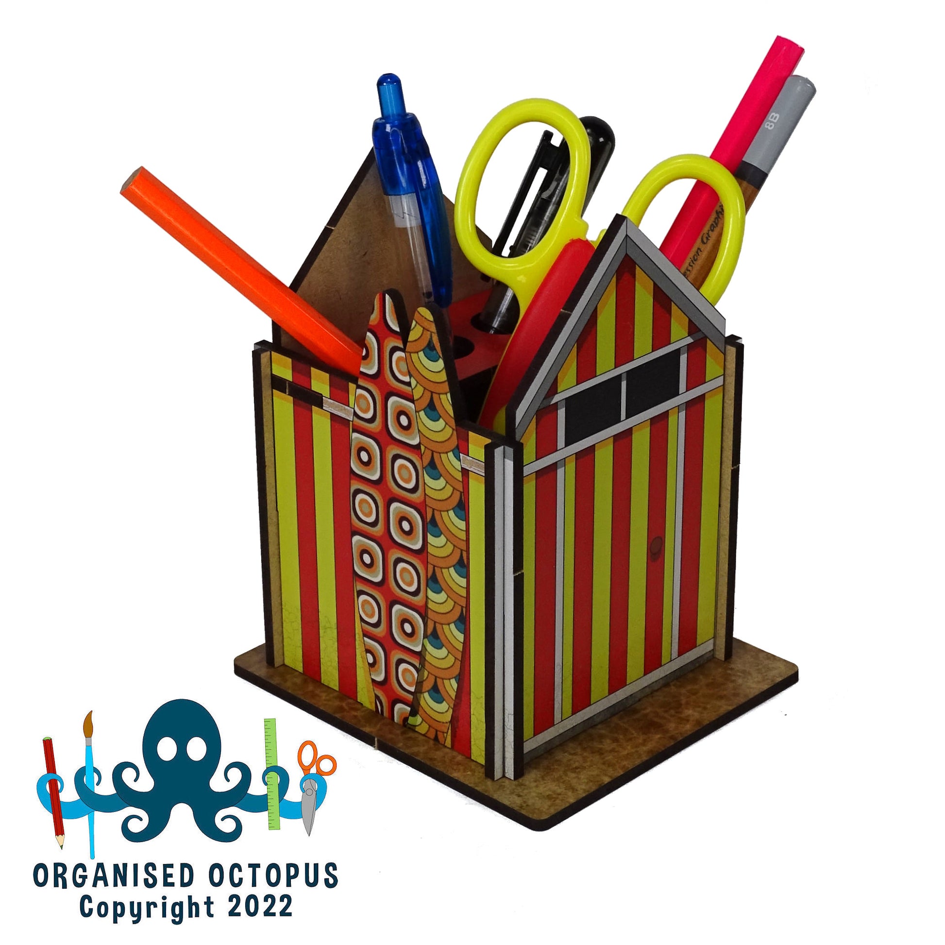 Surf Shack Beach Hut - Red and Yellow Stripes