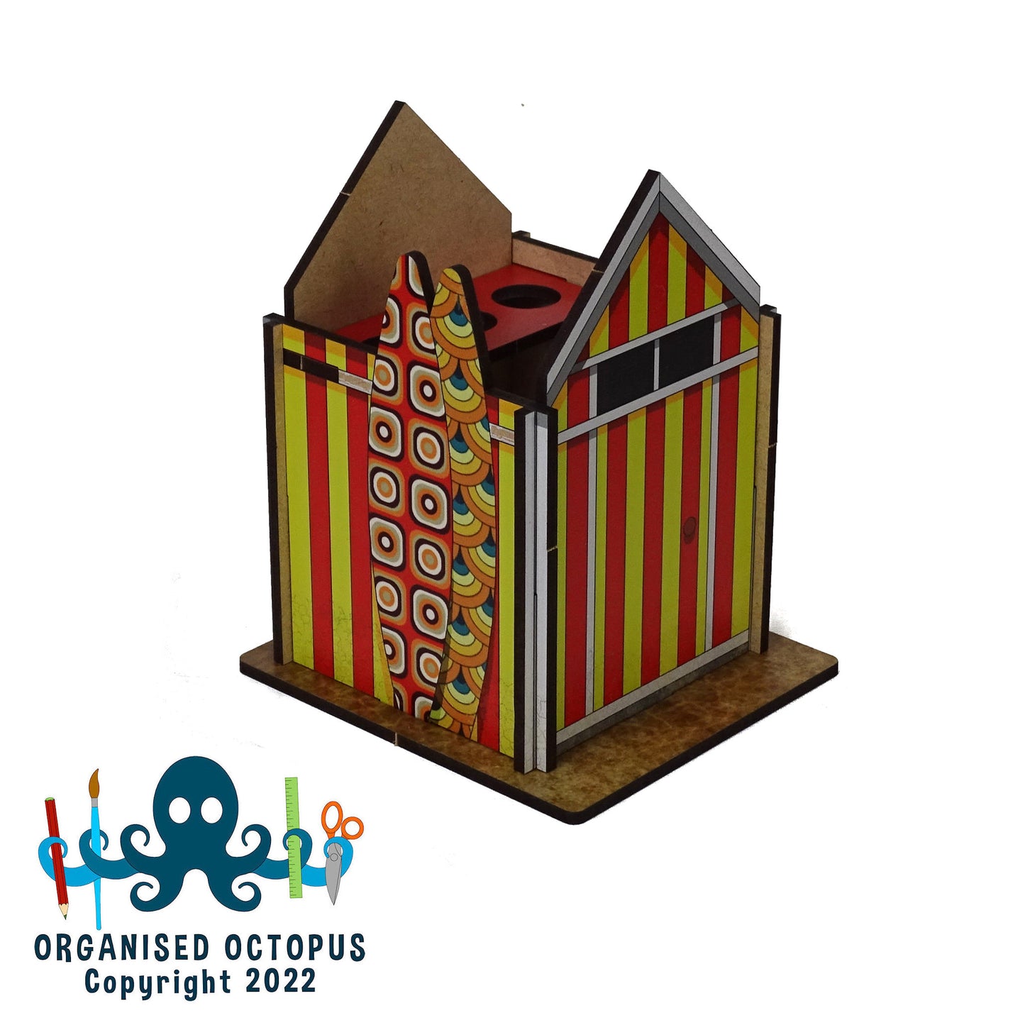 Surf Shack Beach Hut - Red and Yellow Stripes