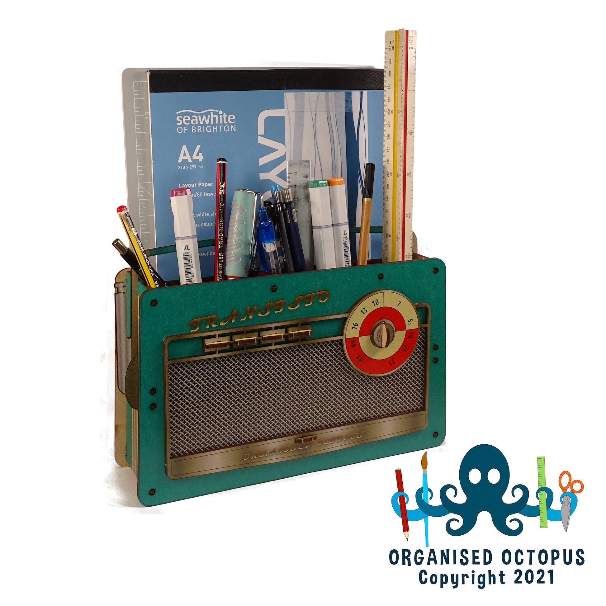 1950s Transistor Radio Hobby Tidy Green