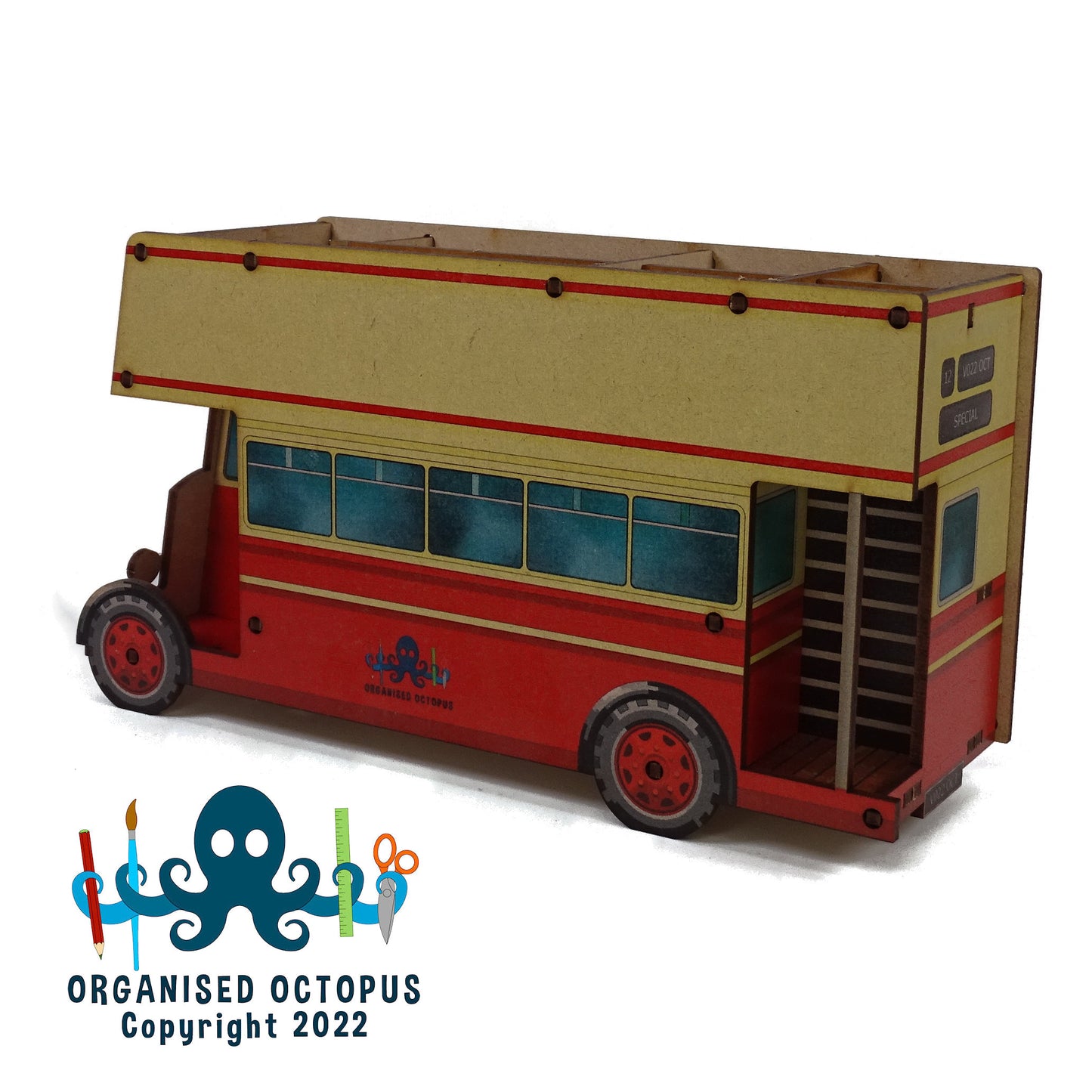 Open Top Double Decker Bus - Red and Cream