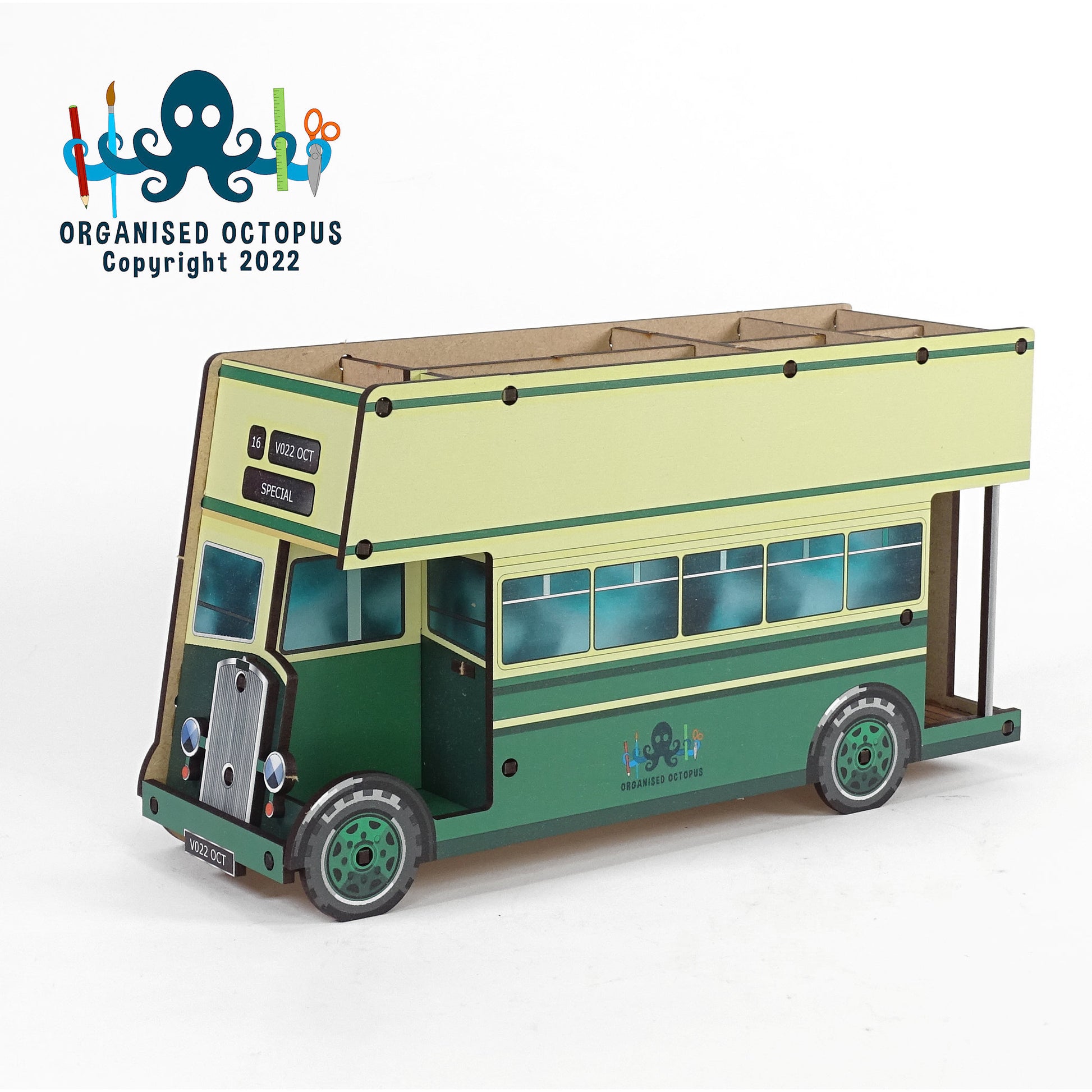 Open Top Double Decker Bus - Green and Cream