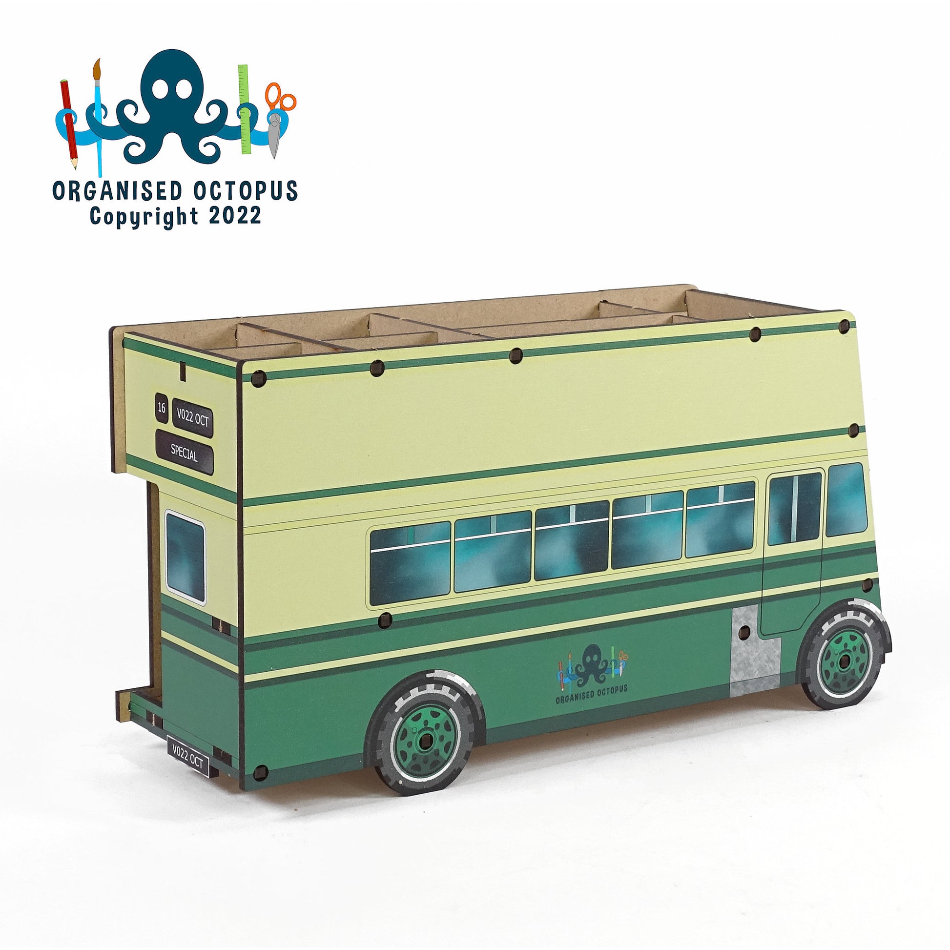 Open Top Double Decker Bus - Green and Cream