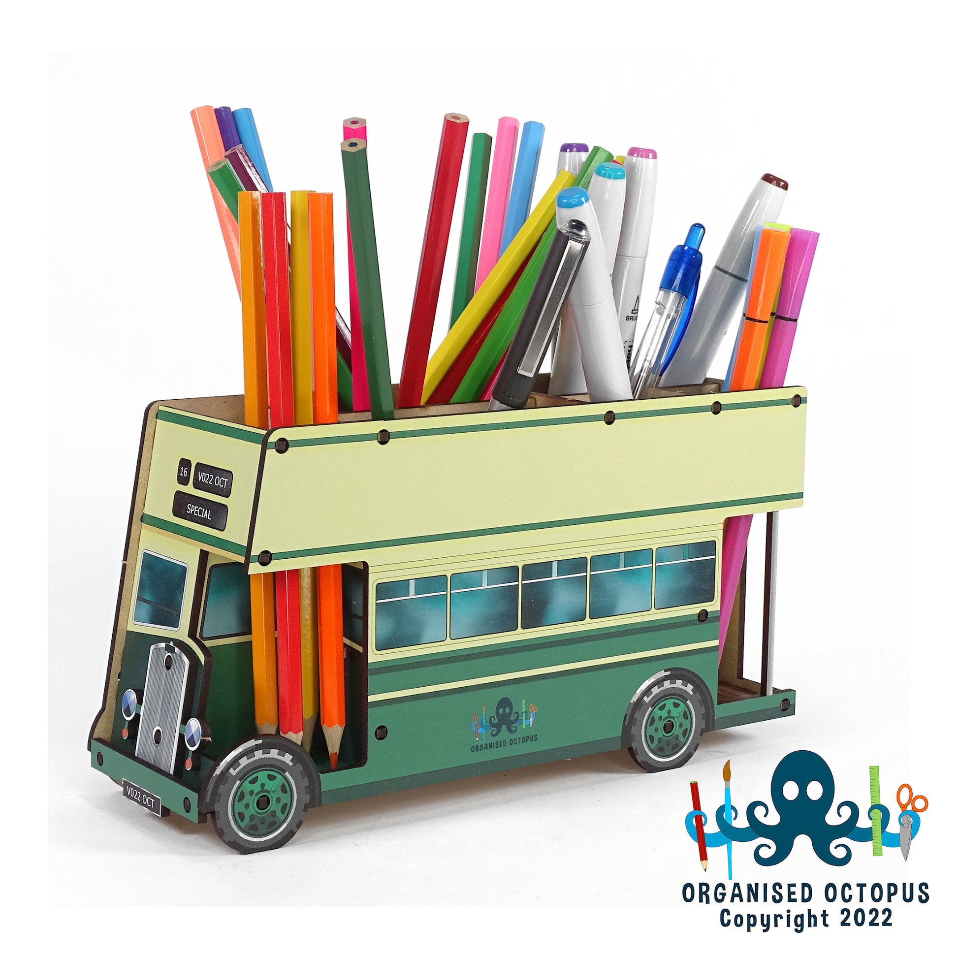 Open Top Double Decker Bus - Green and Cream