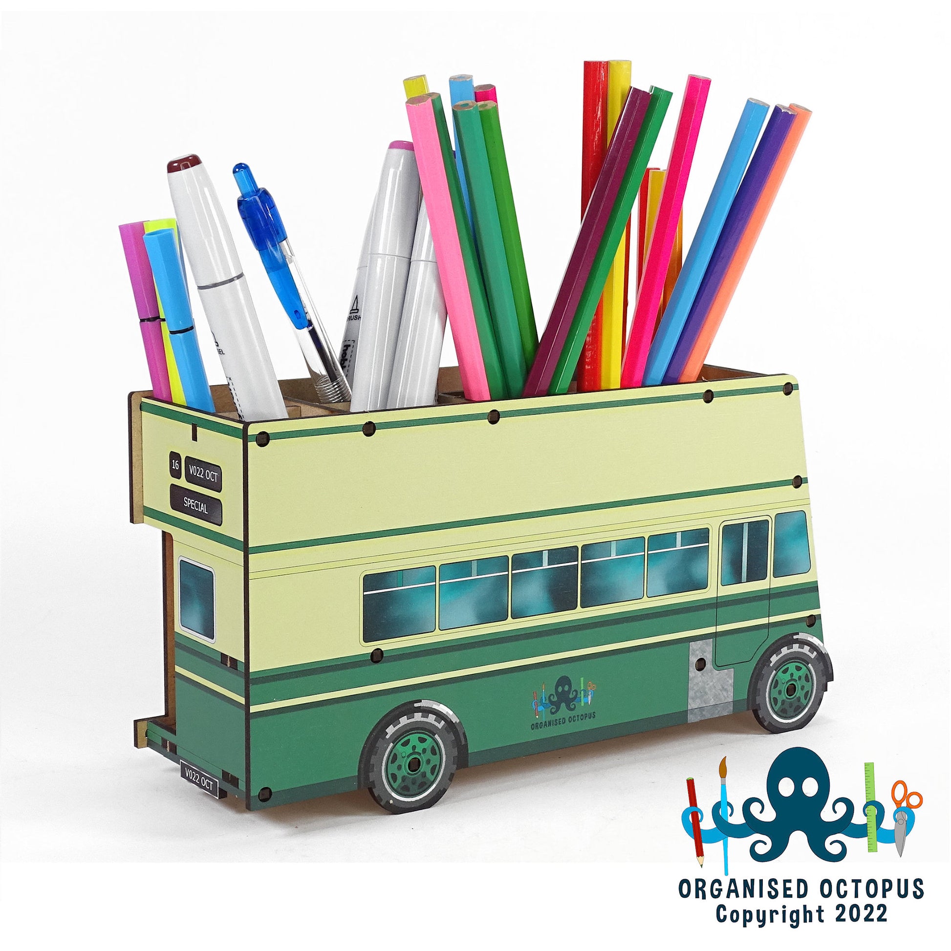 Open Top Double Decker Bus - Green and Cream